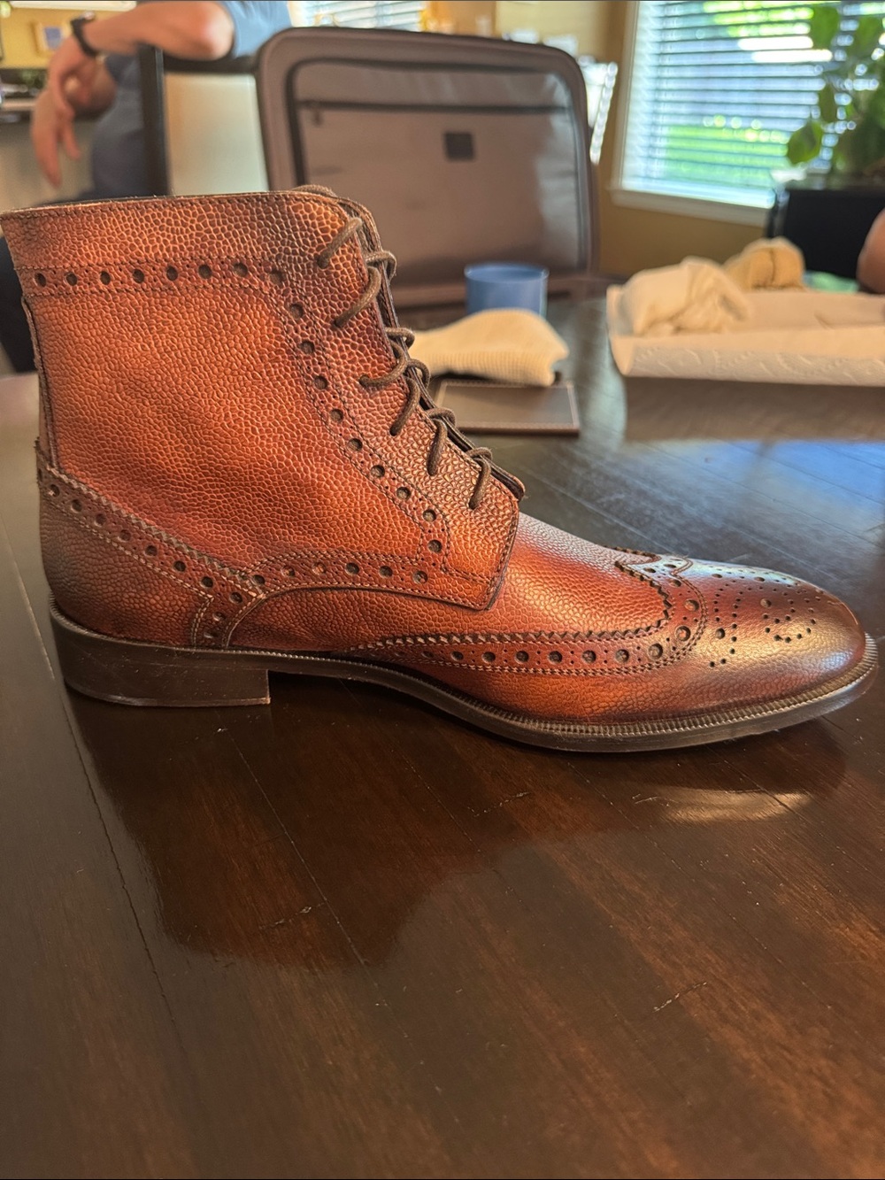 Gordon Rush Brown Leather Wingtip Lace-Up Boots